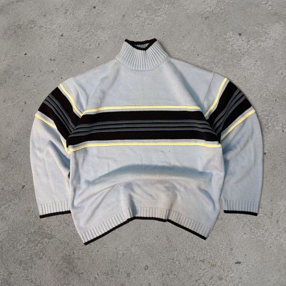 Y2K 2000’s Southpole Chunky Sweater Striped Light Blue Men’s Size XL